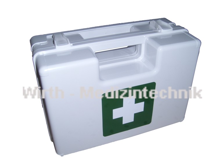 Erste Hilfe Kasten / Koffer weiß aus Metall, leer, Typ 2